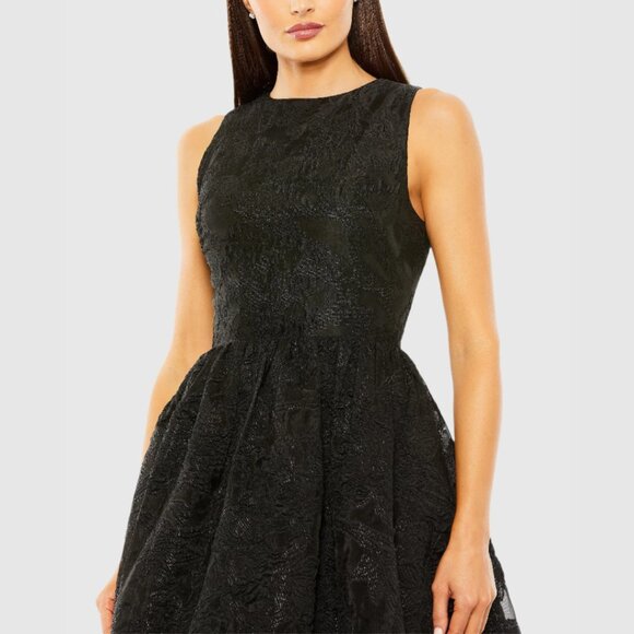 Mac Duggal 20714 Womens Size 12 Black Sleeveless High Low Brocade Gown Dress - Picture 3 of 4